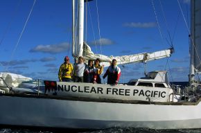 French crew of yacht Fio Oko under sail in the Tasman Sea